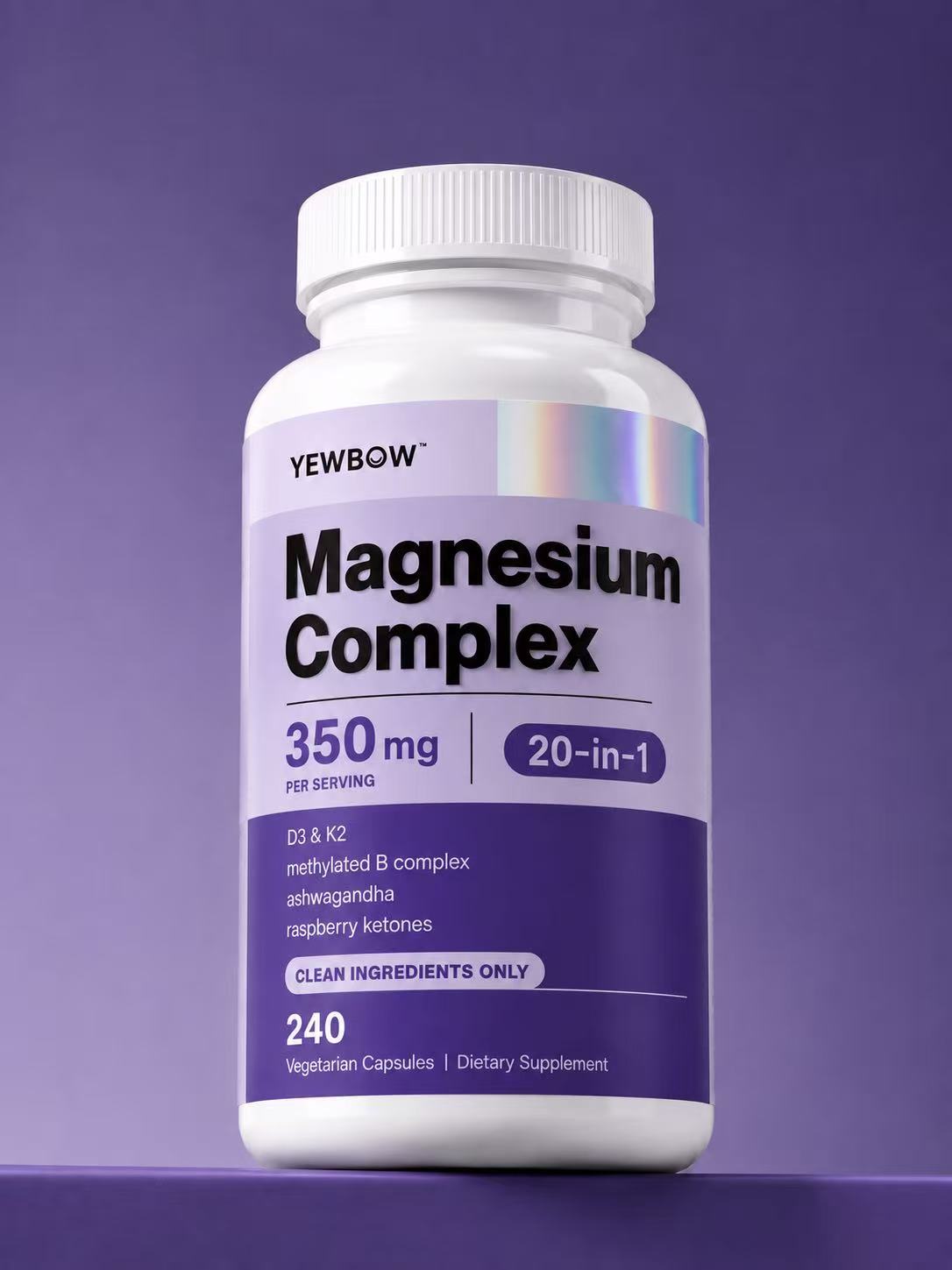 YEWBOW Magnesium Complex 350 mg 20-in-1 dietary supplement bottle